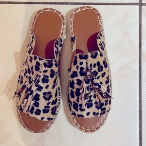 Leopard slip on sandals size 9 1/2